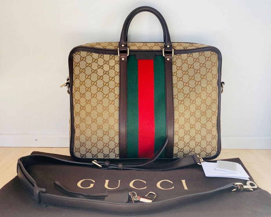 Gucci original GG Canvas web briefcase Laptop shoulder bag Kaufen auf