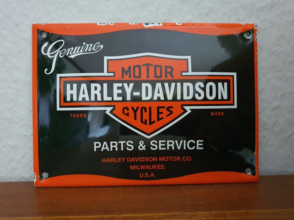 Emailschild Harley Davidson Emaille Schild Reklame Vintage 1