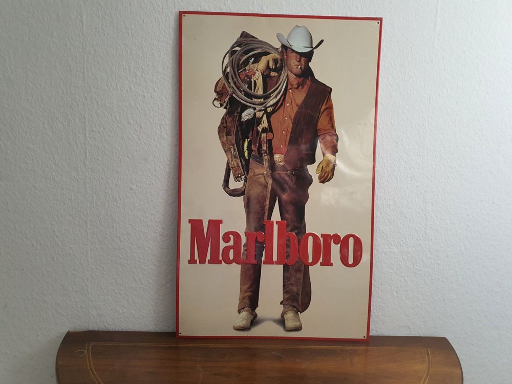 Altes Grosses Blechschild Marlboro Cowboy 70er Reklame Retro 1