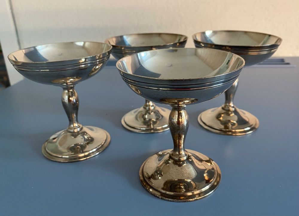 4 Edelstahl Eisbecher - 260 Ml, Mit Fuß, Für Dessert & Cocktails