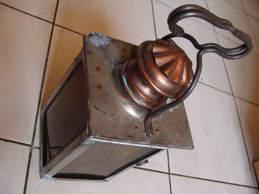 1914-18 - -ANCIENNE LAMPE A BOUGIE En TOLE VERRE De COULEUR ROUGE Cheminots Poilus E 2138104314