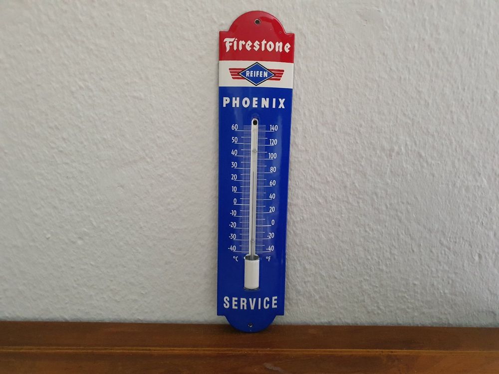 Emailschild Firestone Reifen Thermometer Emaille Schild 1