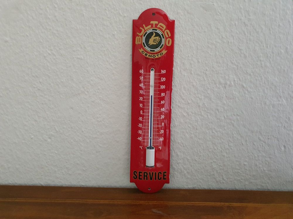 Emailschild Bultaco Motorcycles Thermometer Emaille Schild 1