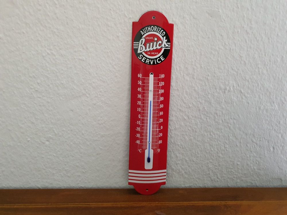 Emailschild Buick Service Thermometer Emaille Schild Vintage 1