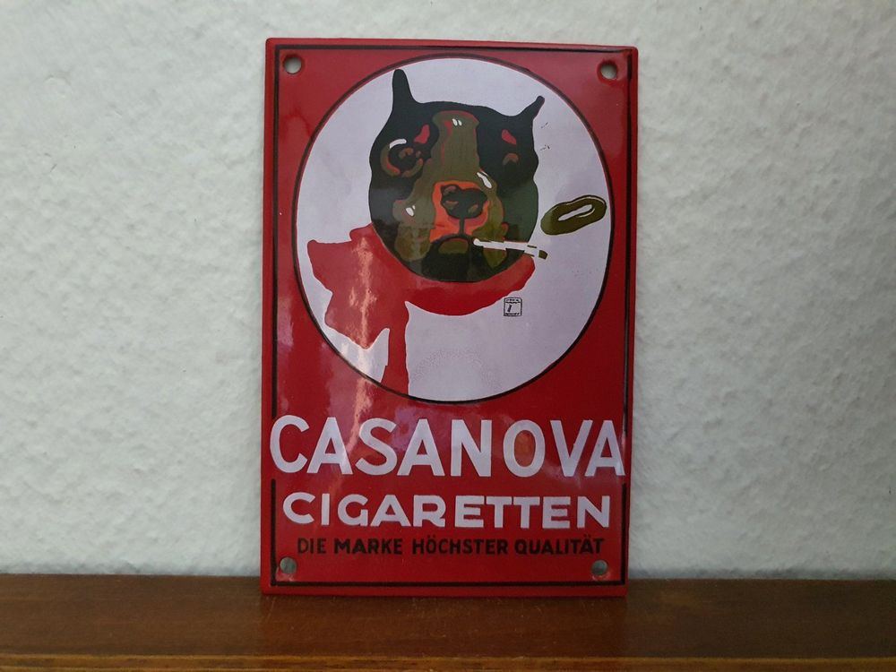 Emailschild Casanova Cigaretten Emaille Schild Reklame Retro 1