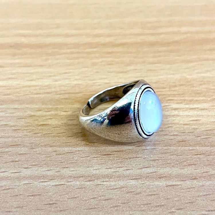 Ring 925 Silber mit weissem Achat Stein 1