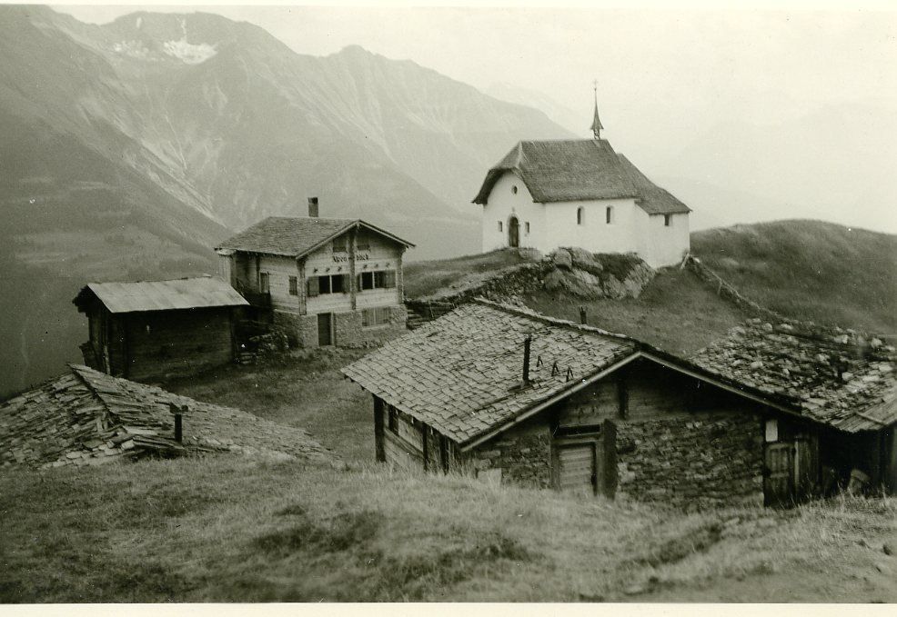 Bettmeralp altes Foto mit Kapelle ca. 1945 1