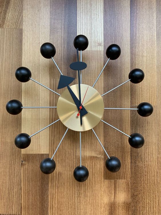 Vitra Ball Clock/Wanduhr von Nelson Messing/Schwarz Kaufen