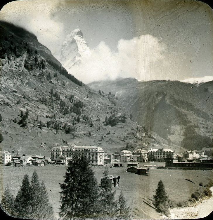 Zermatt Glasdia 8x8cm ca. 1910 1