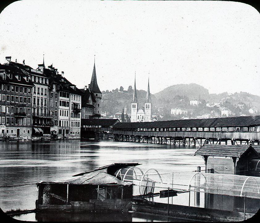 Luzern altes Glasdia 8x8cm c1920 1