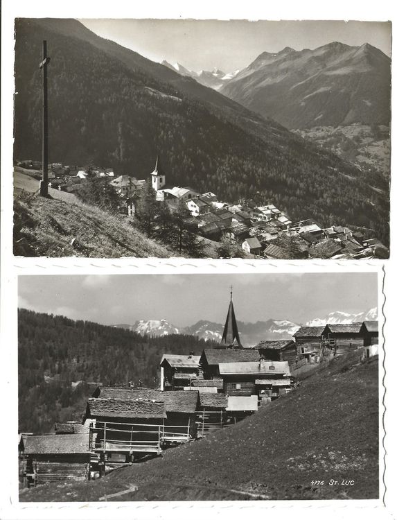 St. Luc (VS) 2 AK - Walliser Bergdorf - echt Foto-AK um 1940 1
