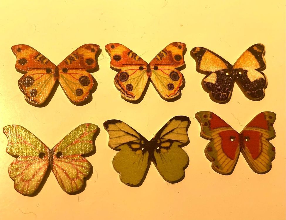 6 Holzknöpfe im Mix - A - Schmetterlinge 1