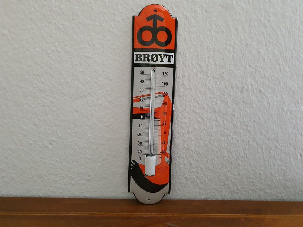 Emailschild Broyt Bagger Thermometer Emaille Schild Reklame 1