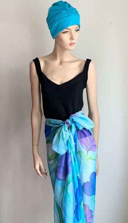 Retro Badekappe Mit 3D-Blumen – Für Damen, Elastisch, Größe Ca. 21 Cm, In Schwarz