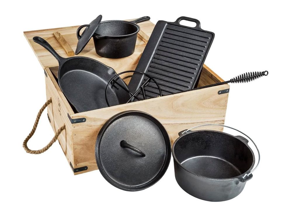 Dutch OvenSet aus Gusseisen in Holzkis Kaufen auf Ricardo