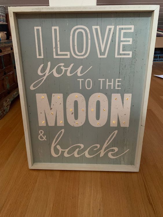 I Love You To The Moon And Back Auf Deutsch Deko Schild Holz "I love you to the moon & back" mit LED | Kaufen auf