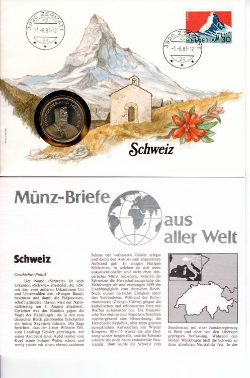 Münzbrief, Zermatt - 5 Franken 1