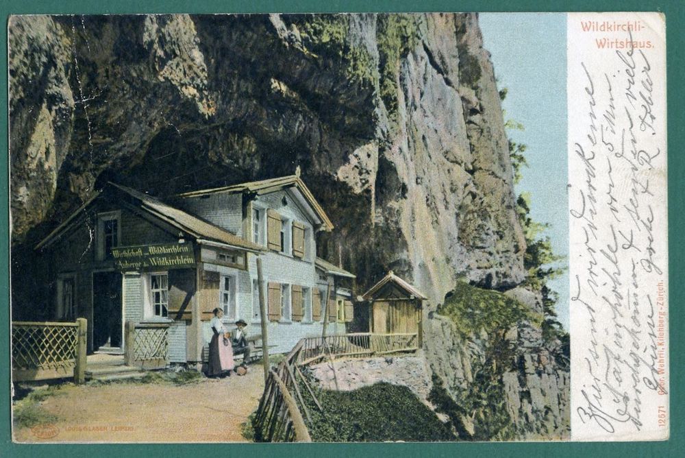 Wildkirchli - Wirtshaus, belebt, um 1900 1