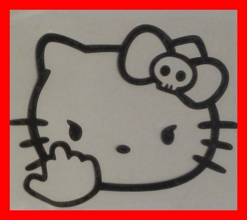 Angry Hello Kitty Autoaufkleber SCHWARZ 1