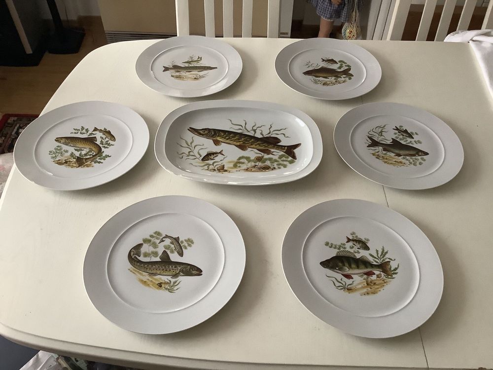6 Langenthaler Fischteller plus 1 Platte 1