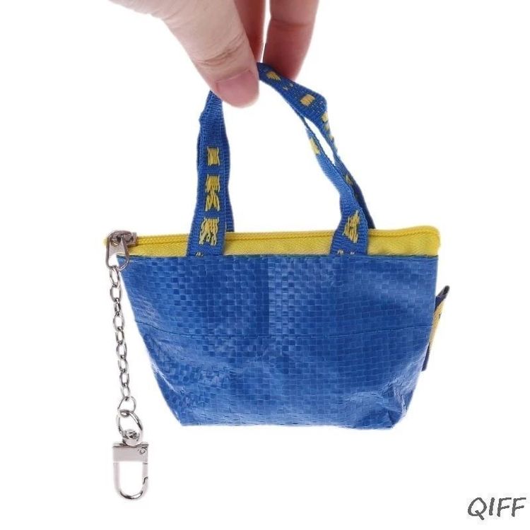 IKEA Minitasche Portemonnaie Geldbeutel blau gelb braun 1