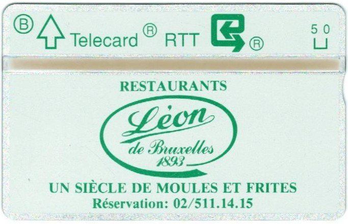 Telefonkarte Belgien P-220 Restaurant Léon 100Ex ungebraucht 1