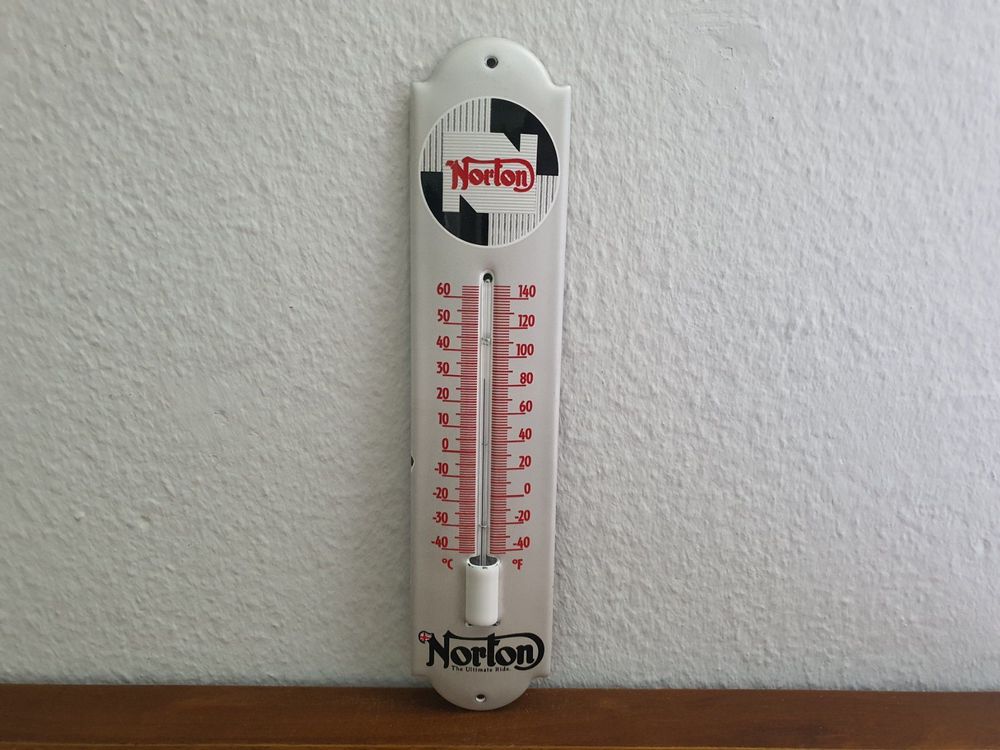 Emailschild Norton Motorcycles Thermometer Emaille Schild 1