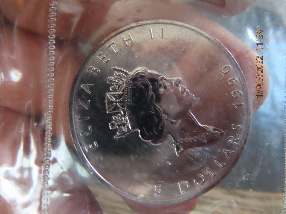 1990 5 Silber Dollar Canada 1