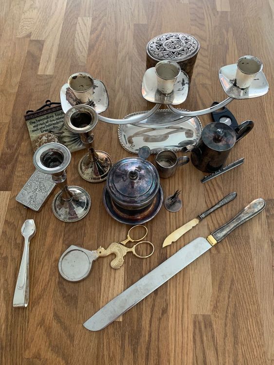 Lot verschiedene alte Metall Gegenstände, Teil versilbert | Kaufen auf Ricardo