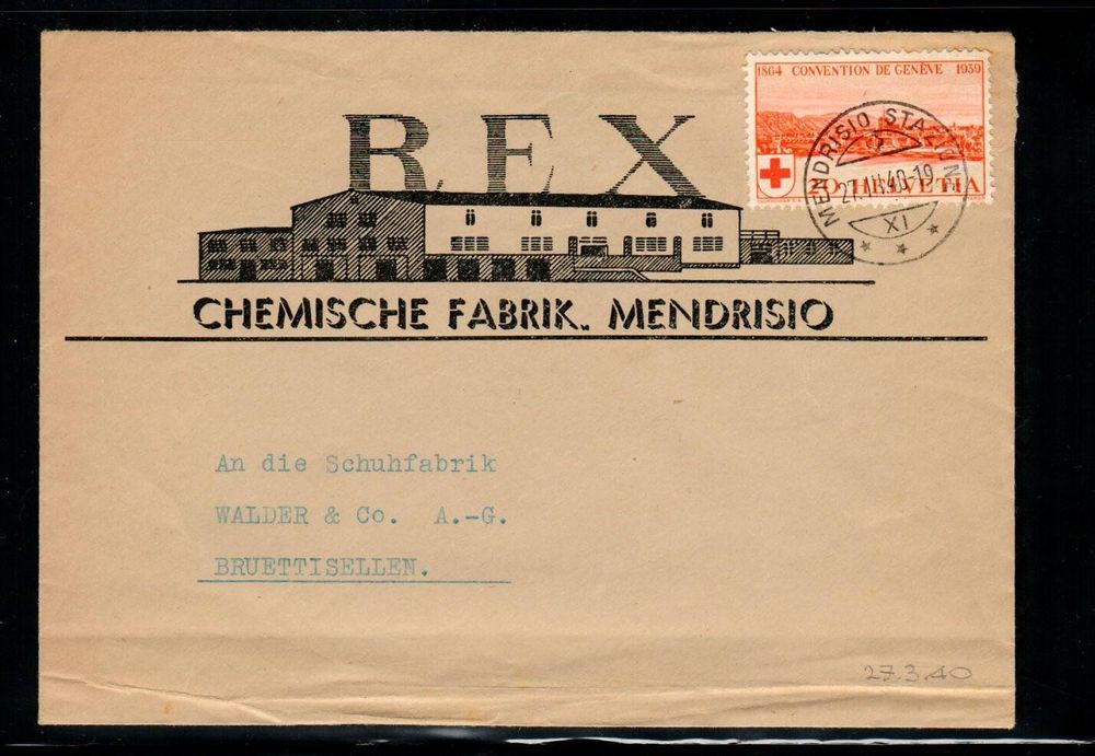 Brief, Chemische Fabrik Mendrisio - Mendrisio Stazione 1