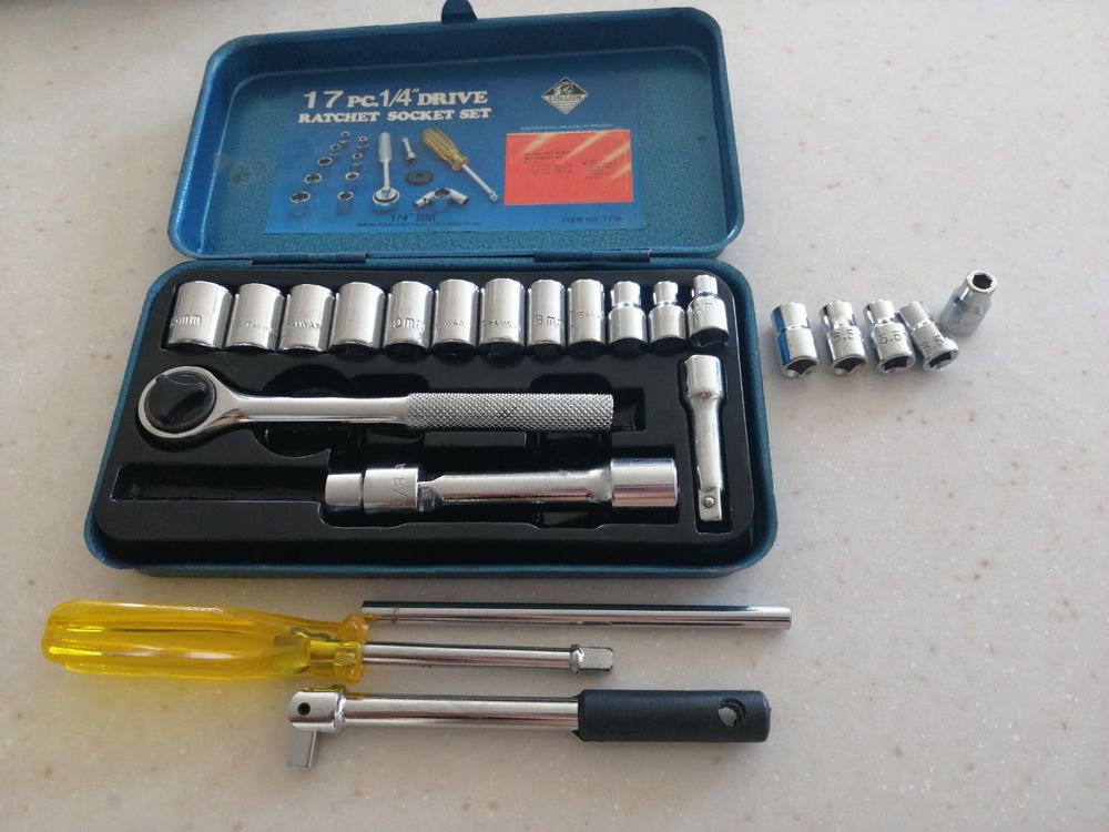 LABEAR Flex-Steckschlüssel-Set Mit Ratsche & T-Griff – 3-teilig, 1/4 Zoll Antrieb, Mit Verlängerung & Adapter