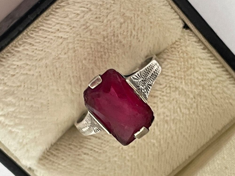 Bague Ancienne En Argent 925 Avec Pierre Noire Onyx - Style Mexicain - Occasion