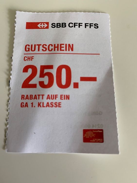 Gutschein 250. für GA 1.Klasse, gültig bis 30.9.22 Kaufen auf Ricardo