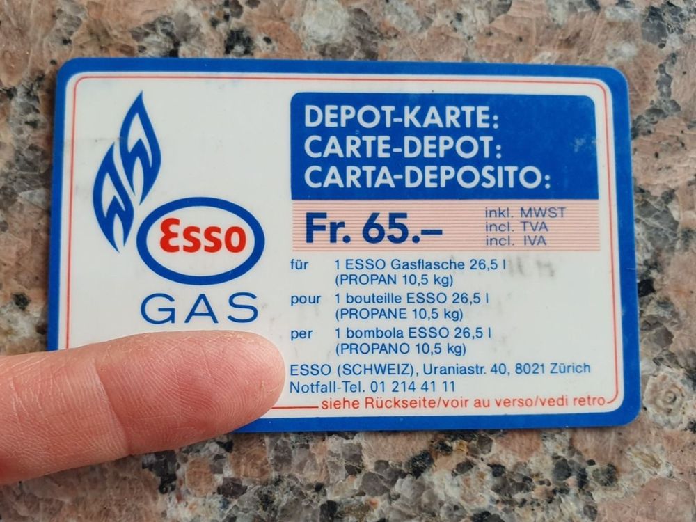 Depot - Karte Esso Gas Fr.65.- für 10,5 kg / 26,5l Flasche | Acheter