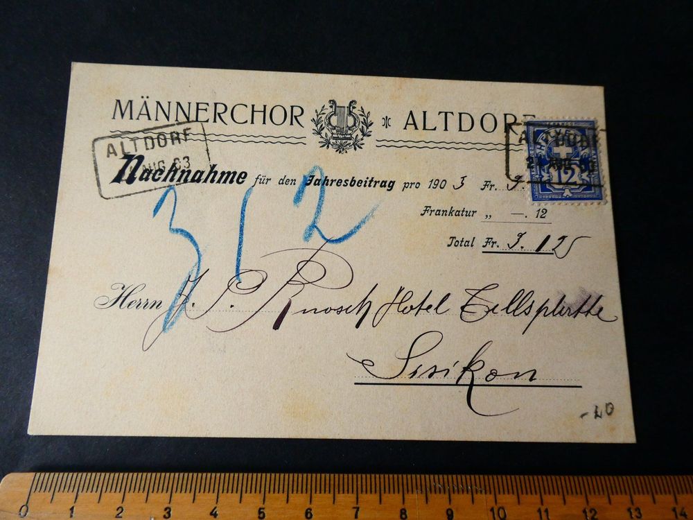 Altdorf 1903, Nachnamekarte nach Sisikon 1
