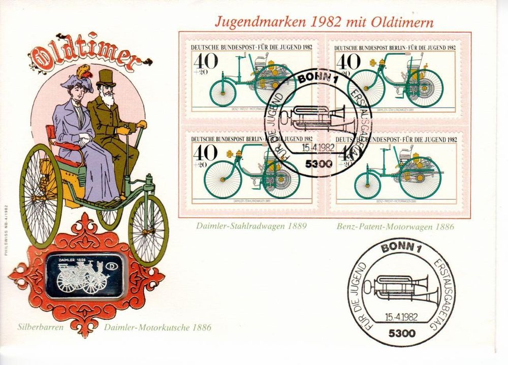 Münzbrief Silberbarren 999 /Daimler Motorkutsche 1