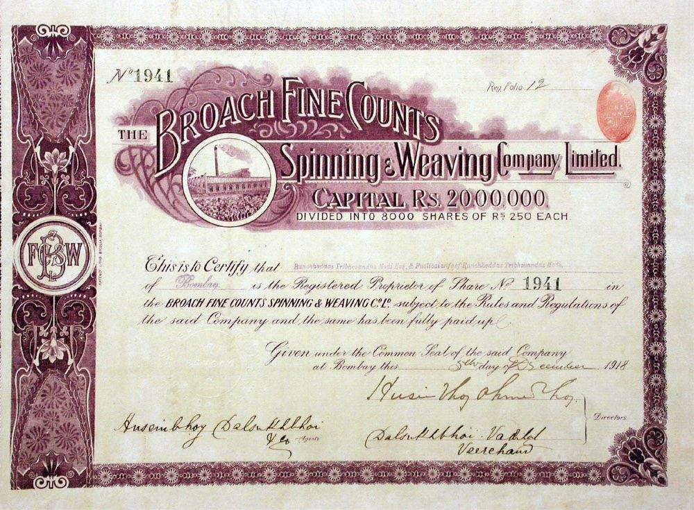 Broach Fine Counts Spinning & Weaving Company, Bombay 1918 Kaufen