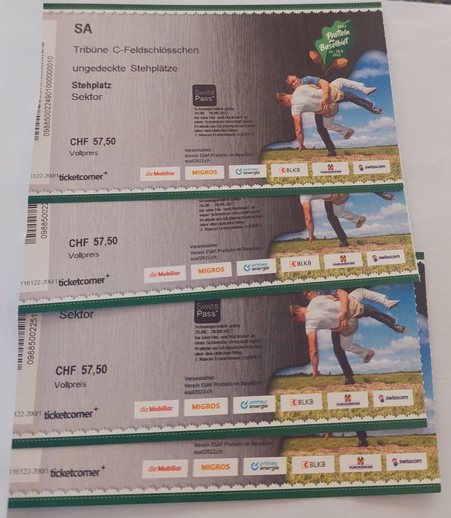 4x Tickets ESAF 27.8. ab 1.- | Kaufen auf Ricardo