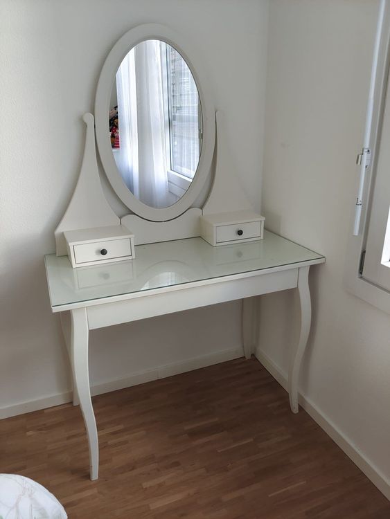 IKEA HEMNES Frisiertisch mit Spiegel, weiß, 100x50 cm Kaufen auf Ricardo