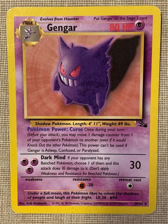 Pokemon Gengar Rare Fossil ENG 20/62 Kaufen auf Ricardo