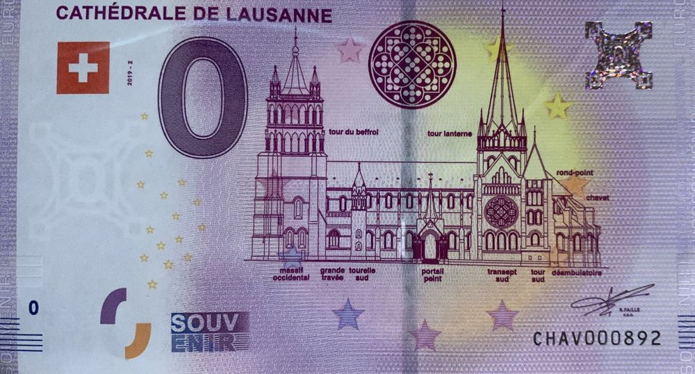 0 Euro Schein SCHWEIZ Cathédrale de Lausanne 2019 | Acheter sur Ricardo