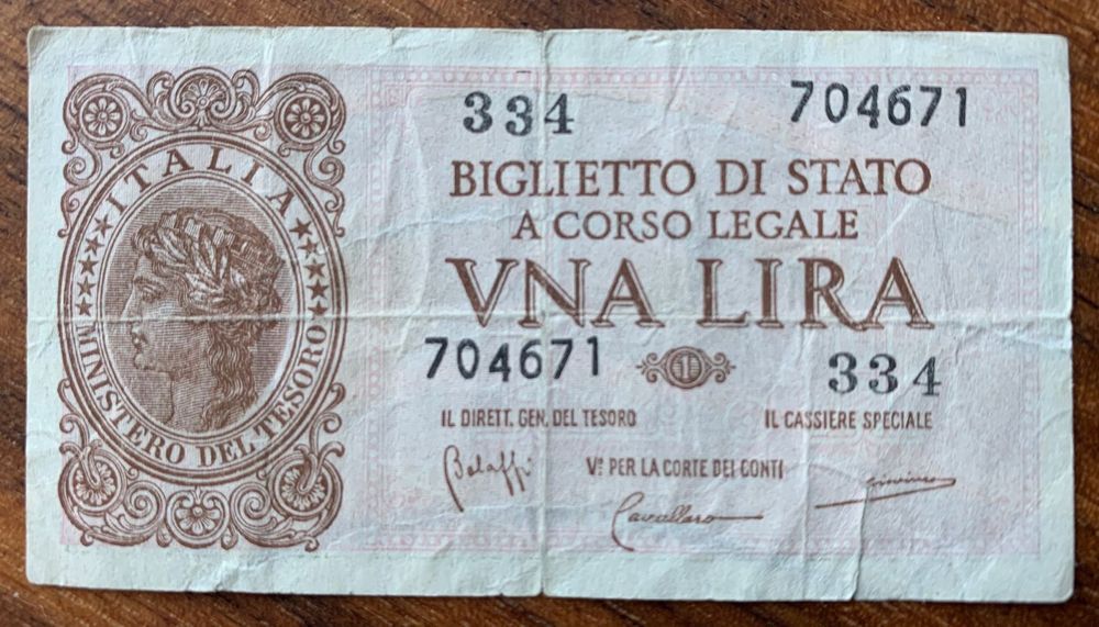 Banknote Italien 1 Lira 1944 Kaufen auf Ricardo