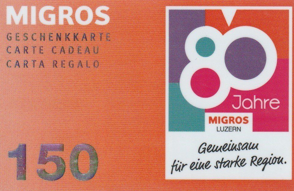 Migros Geschenkkarte 80 Jahre Migros 150 - 90 % PET  Kaufen auf Ricardo