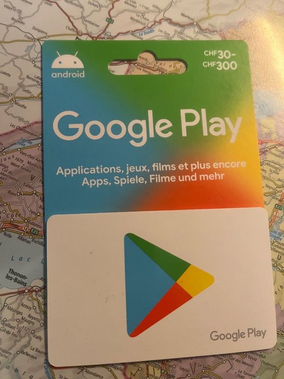 Google Play Gutscheinkarte 30Fr. | Kaufen auf Ricardo