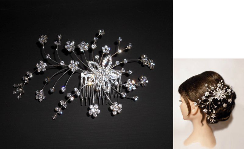 Faship Haarspange Mit Kristallblumen In Aquamarin – Eleganter Haarschmuck Für Hochzeit, Ball & Besondere Anlässe