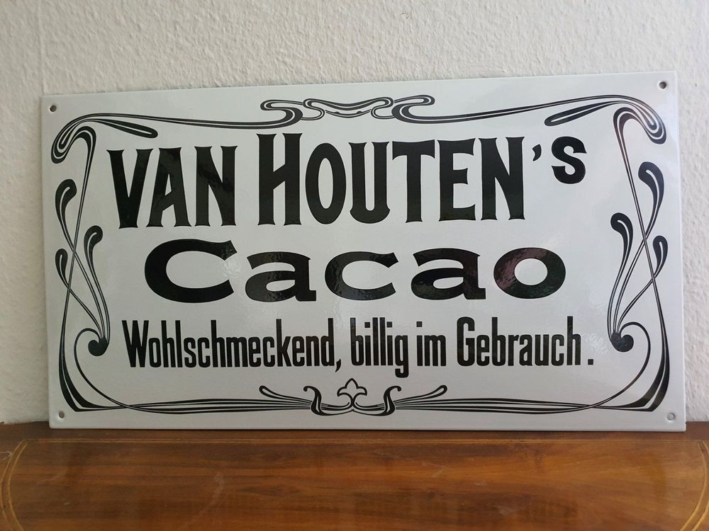 Grosses Emailschild Van Houtens Cacao Emaille Schild Reklame 1