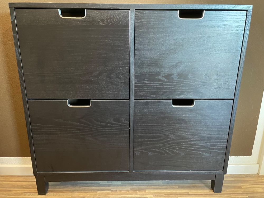 Smart FENDEE Schuhschrank Walnuss - 60x24x94cm Mit 4 Verstellbaren Fächern