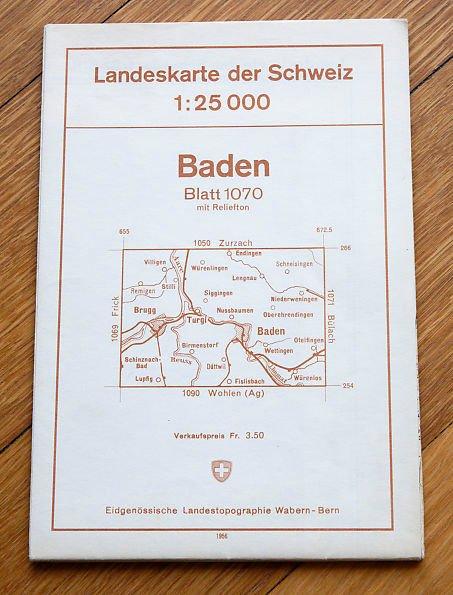 Landeskarte der Schweiz 1:25 000 Blatt 1070 Baden  Acheter sur Ricardo