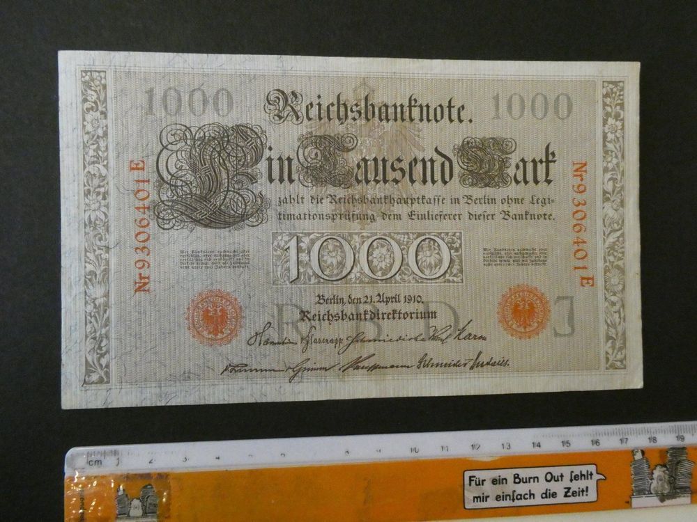 Dt. Reich 1910, 1000 Mark - Pick 44b, wenig gebraucht 1