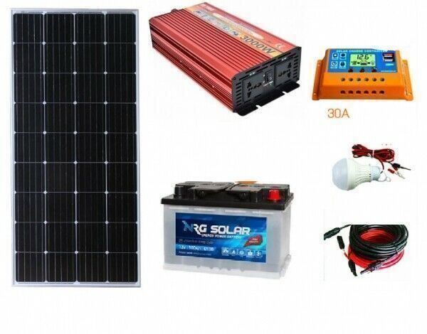 Komplette Solaranlage 150W Solar panel Laderegler Batterie 1